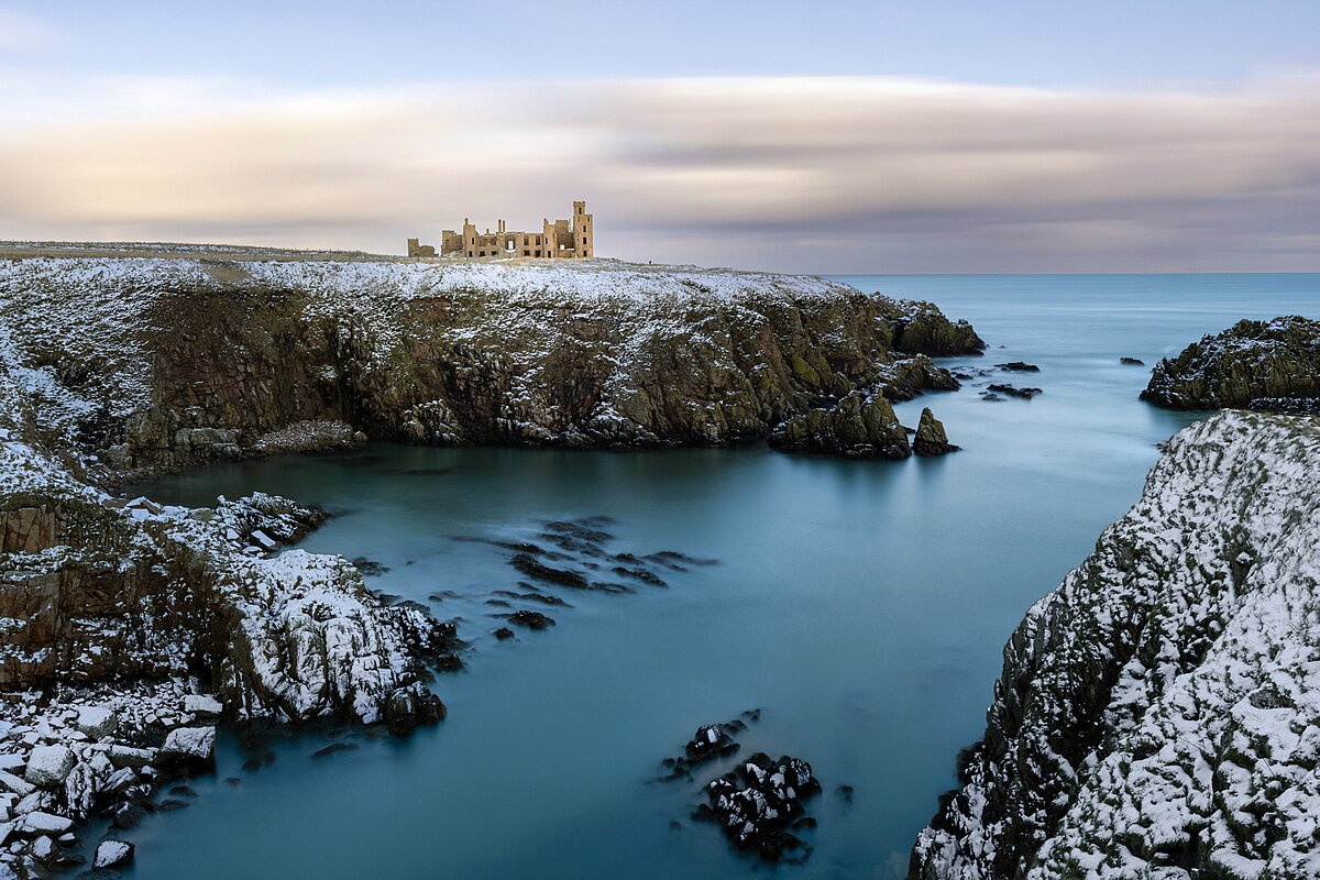 New Slains Castle ruins on the Aberdeenshire clifftop near Cruden Bay