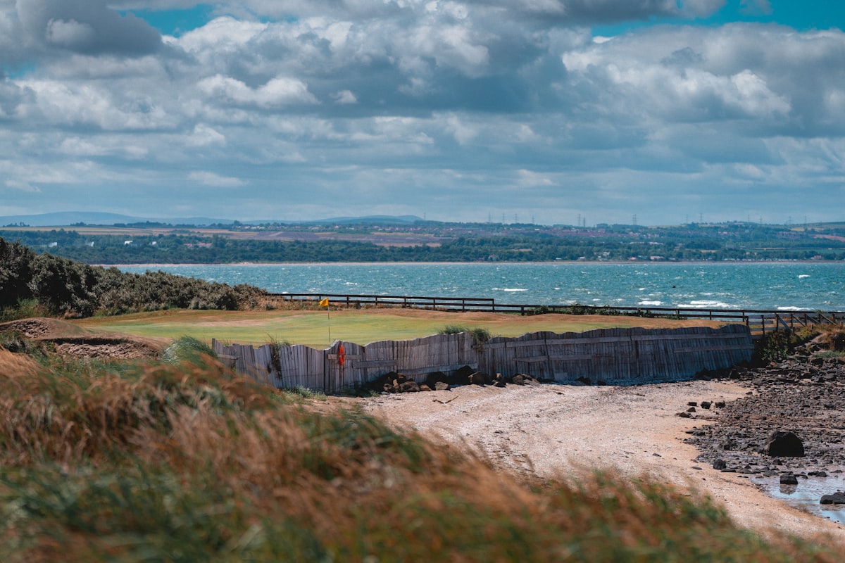 Scottish links golf course with coastal views